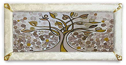 ARTEMA Quadro boreale Ecopelle Crema Albero della Vita 26 Glitter Oro 139x69cm artigian