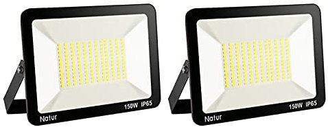2pack 150W LED Foco Exterior, Proyector Foco Led Blanco Frío 6000K Floodlight Brillo Alto IP65 Impermeable Exterior Iluminación para Jardín, Garaje, Fábrica