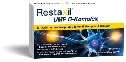 Restaxil® UMP B-Komplex – hochwertiger Mikro-Nährstoffkomplex mit Uridinmonophosphat (UMP), dem gesamten Vitamin B-Komplex und Calcium, zur Unterstützung der Nervengesundheit – 60 Stück