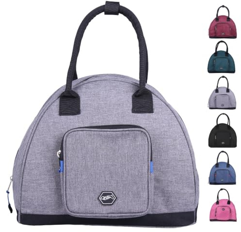 netproshop Klassische Reithelmtasche 25x32x28cm Unifarben 300D wasserabweisend, Farbe:Grau