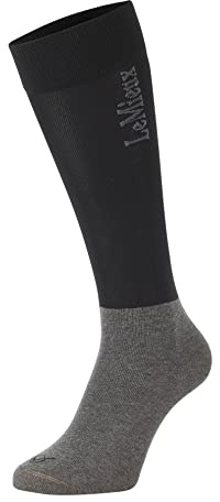 LeMieux My Competition Horse Riding Socks in Black with Closely Woven Foot, Topside Seam and Micro Weight Stretch - Twin Pack - Medium