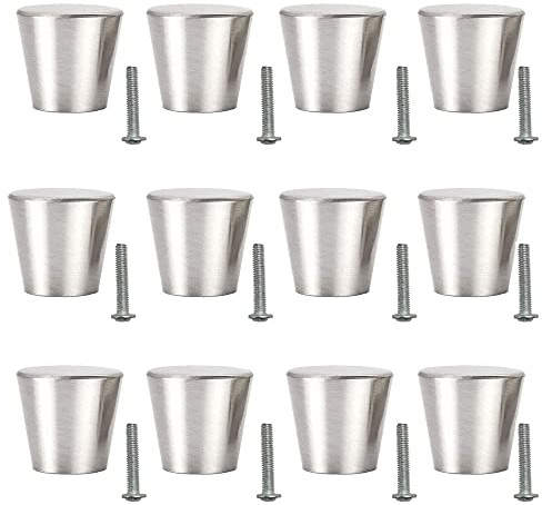 Lepidi 12 Stück Küchenschrankknopf, Einlochgriff, Schrankknopf, Möbelknöpfe, Einfachheit Möbelknöpfe Griff mit Schrauben für Schränke, Schubladen, Türen (Silber)