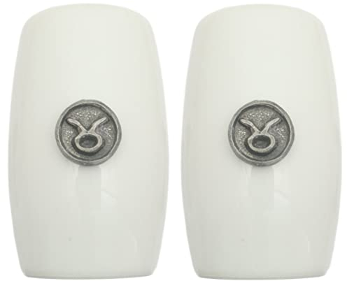 Taurus Zodiac China Salt and Pepper Shakers Cruet Set Modern White CSP 361