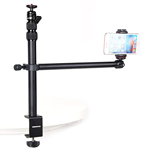CAMBOFOTO Treppiedi da tavolo Supporto da tavolo multifunzionale con testa a sfera da 1/4, adatto per fotocamere, luci ad anello, microfoni, telefoni cellulari, ecc