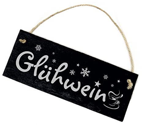 Glühwein Vintage Schiefer Dekoschild Türschild Schild Winterdeko Glühweinstand 22 x 8 cm