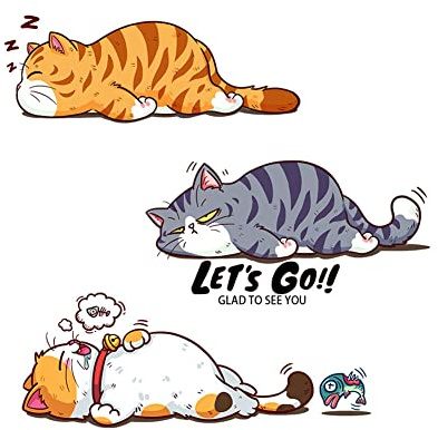 JAWSEU Cartoon Katzen Sticker, 3 Stück Autoaufkleber, Wasserdicht, Selbstklebend, für Auto, Motorrad, Wand, Laptop