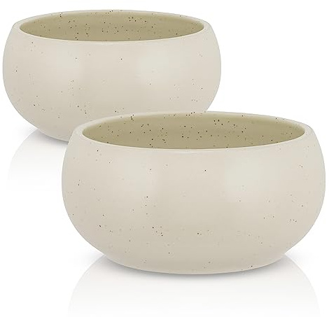 hej.mo Design Napfset für kleine Hunde | Creme | 2 x 16 cm Durchmesser & je 0,9 L Volumen | Keramik | spülmaschinenfest | Kratz- & bissfest | robust, als Fressnapf & Wassernapf für Hunde