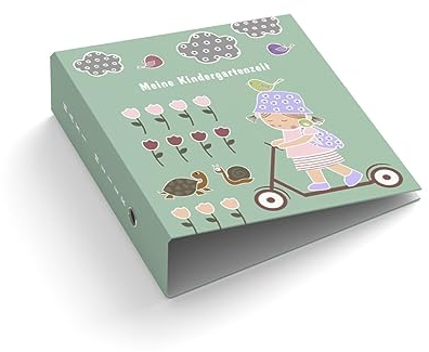Ringordner | Ordner | mit Name personalisieren | Little Girl | grün | Mit Griffloch | für DIN A4 | 7,4 cm breit | Mädchen | Kindergarten | Garten