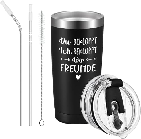 Livole Männer Geschenke Lustig, Geschenkideen für Männer, Freund Weihnachten, Beste Freunde Geschenk Ideen - Du Bekloppt, Ich Bekloppt, Wir Freunde - 20oz 600ml Edelstahl Kaffeebecher to go Thermo