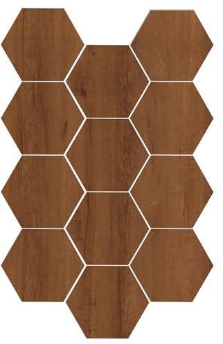 Paneles acústicos hexagonales autoadhesivos, 12 unidades, paneles hexagonales de pared absorbentes de sonido, aislamiento acústico para pared, techo, puerta, estudio (marrón oscuro)
