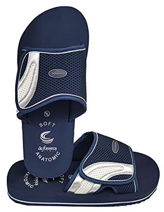 de fonseca Originale Modello Amalfi Ciabatte Pantofole Uomo Strappo Suola Anatomica Fondo AntiGraffio per Casa Giardino Spiaggia Doccia qualità Italiana (Blu M1, 39)