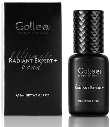 GOLLEE Extension Ciglia Colla Ciglia Extension Colla per Extension Ciglia Professionale Ciglia Allungante(0.17fl.oz / 5ml) /0.5 SEC Tempo di Asciugatura/Tenuta 6-8 Settimane/Solo Uso Salone Nero