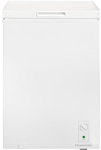Russell Hobbs White Chest Freezer 99L Freestanding with Adjustable Thermostat & Feet, Chill or Freeze Function, 4 Star Freezer Rating & Suitable for Outbuildings & Garages RH99CF0E1W