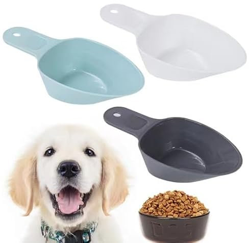 BueRallan Lot de 3 pelles à nourriture pour chien, 1 tasse en plastique avec lignes de mesure (3)