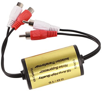 Asixxsix Isolateur de Boucle de Terre, suppresseur de Bruit 15A, Filtre antiparasite Audio stéréo, isolateur de Boucle de Terre de Voiture pour systèmes Audio de Voiture, Fonctionnement sûr