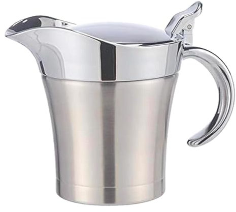 Saucière, pichet à sauce en acier inoxydable avec couvercle, carafe à sauce portable, double isolation, saucière thermique pour sauces, ketchup, crème, vinaigrette, lait