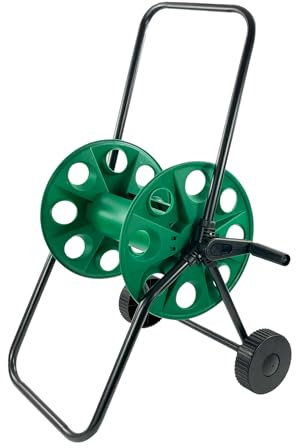 Crystals Garden Hose Reels Without Hose, Hose Cart Reel 60m Capacity Portable Hose Pipe Reel, Empty Hose Reel Carry Up to 1/2 Cart with 2 Wheels, Green