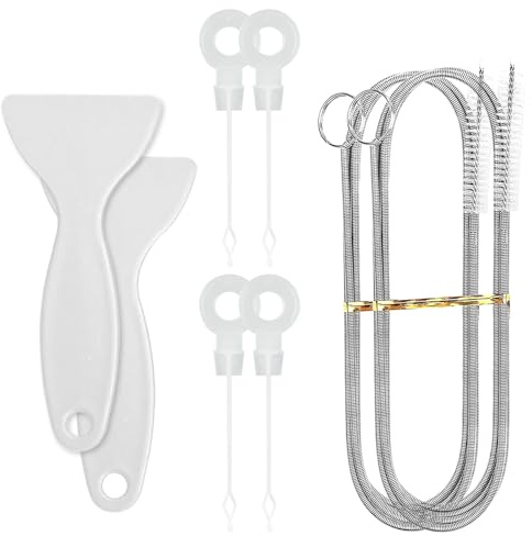 FINEASY 8 Stück Kühlschrank Reinigungsset, Kühlschrank Abfluss Reinigung, Kühlschrank Reinigung Set mit Flexible Abflussbürste, Enteisungsschaufeln, Kolben - Für Kühlschranks, Küche