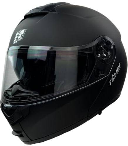 Römer Klapphelm für Motorrad RR20770 Motorradhelm mit Sonnenvisier Helm mit Doppelvisier matt schwarz