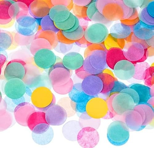 7000 Coriandoli Colorati - Grandi Pastello Multicolore Rotondi in Peso 60g per Palloncini, Confezione Regalo, Decorazione per Compleanno e Festa