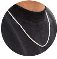 RANKEEF 2/3/4mm Rope Chain Necklace for Men - Silver Necklace18/20/22 Inches Chain for Waterproof Sturdy & Shiny Twist Rope Necklace Gifts for Men & Women Husband Boyfriend