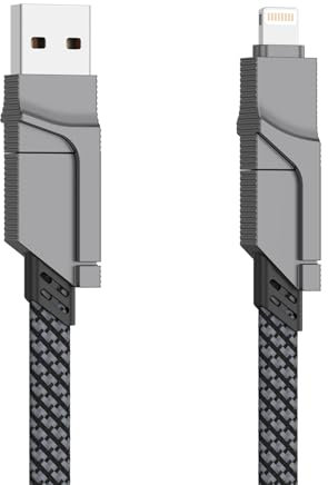 Mugust Cable Multiple USB C Carga Rápida, 4 EN 1 Universal Cable Cargador Multiple USB Carga 1M Nylon con USB A/USB C para iPhone Samsung Huawei Xiaomi Redmi Macbook iPad