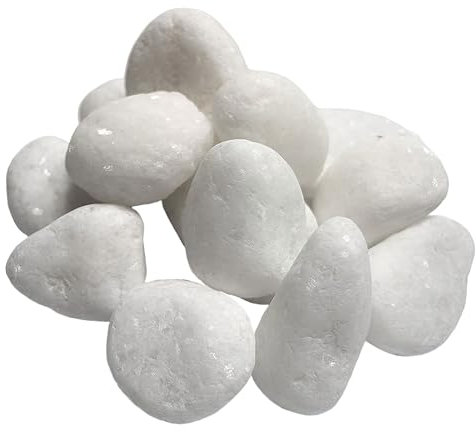 Piedras de Cuarzo Blanco Puro 2,5/5/10/20kg – Decoración para Jardín, Macetas, Acuarios y Floreros – Canto Rodado 6-12mm – Piedra Natural con Brillo (1, 2,5 kg (Total 1 Bolsa 2,5 kg))