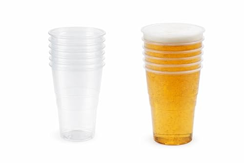 Healthy Home Clear Plastic Pint Cups 100 Pack – 20oz (568ml) Full Pint Disposable Beer Cups – Strong, Heavy Duty, Reusable Party Cups for Events, BBQs, Festivals & Takeaway Drinks