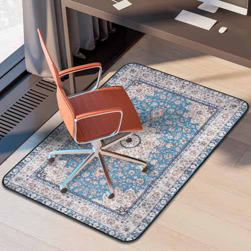 MUEZDUR Office Chair Mat for Carpet and Hardwood Floor, 90x120cm Velvet Carpet Protector Chair Mat for Home & Office, Easy Glide Heavy-Duty Folding Mat (Vintage)