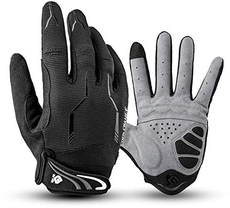 I Kua Fly cykelhandskar helfinger mountain bike-handskar gel vadderade pekskärm MTB-handskar för män kvinnor, svart, S