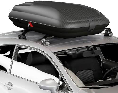 COSTWAY Box da Tetto per Auto XL, Baule Tetto Universale Rigido Impermeabile Super Resistente in Fibra Carbonio e Metallo, Portapacchi per Auto con Chiavi, Capacità 50 kg (132 x 77 x 31 cm)