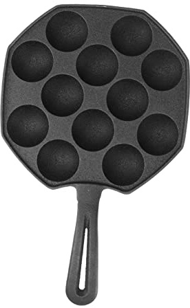 UKCOCO 12-Cavity Non-Stick Cast Maker Pan for Baking Japanese Takoyaki Mould Egg Tray Design for Home Cooking and Parties
