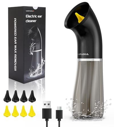 Upgraded Electric Ear Cleaner,Earwax Removal with 250ML Dual Water Tank Design,4 Water Pressures for Powerful Cleaning,8 Soft Earbuds,USB Charging,IPX7 for Safe and Effective Earwax Flushing