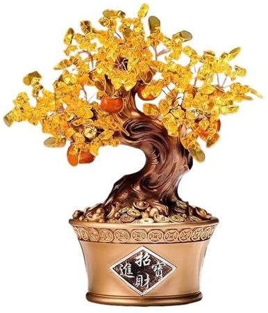 JYBNBBE Árbol de Cristal del Dinero, bonsái Decorativo, Adorno de Mesa para el hogar con Equilibrio Reiki,Gold