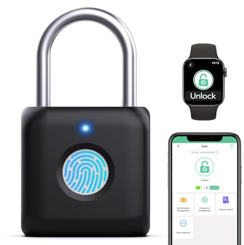 Anweller Cadenas intelligent, empreintes digitales avec application, serrure de gym adaptée pour casier de gym, casier noir