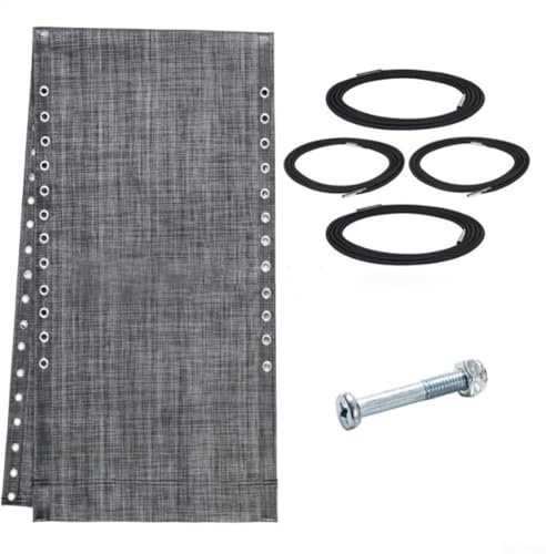 Kit di Ricambio in Tessuto per Poltrone Reclinabili da Esterno e Sdraio – 160 x 43 cm Rete Resistente agli Agenti Atmosferici e Asciugatura Rapida con 4 Corde Elastiche e Viti (Nero Grigio)