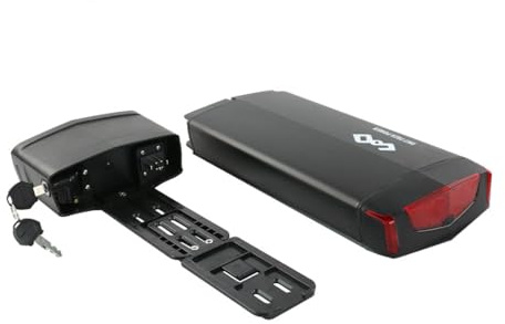 Batterie pour vélo électrique 36V avec porte-bagages arrière 250w 500w 750w | Batterie et feu arrière - batterie ebike pour moteurs de 250 W, 500 W et 750 W