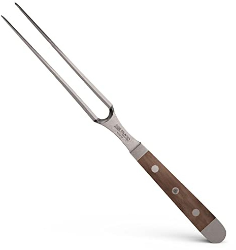 GÜDE Solingen - Köttgaffel smidd, 18 cm, valnötsträ, ALPHA-WALNUT - double bolster, Handgjord Tyskland