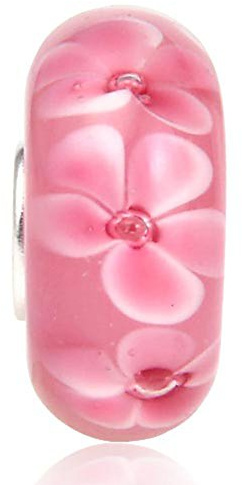 Breloque en verre de Murano - Motif fleurs - Argent sterling 925 - Pour bracelet à breloques Pandora C