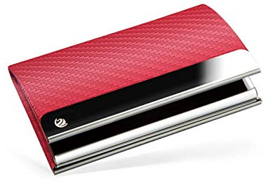 Étui de rangement pour cartes de visite Brodi® - En acier inoxydable - Avec fermeture magnétique - avec coffret cadeau | Pochette pour cartes de visite (carbone)