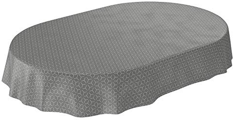 ANRO Tischdecke Wachstuch abwaschbar Wachstuchtischdecke Wachstischdecke Nordic Style Grau Oval wasserabweisend Gartentischdecke Meterware pflegeleicht Lotuseffekt 180x140cm