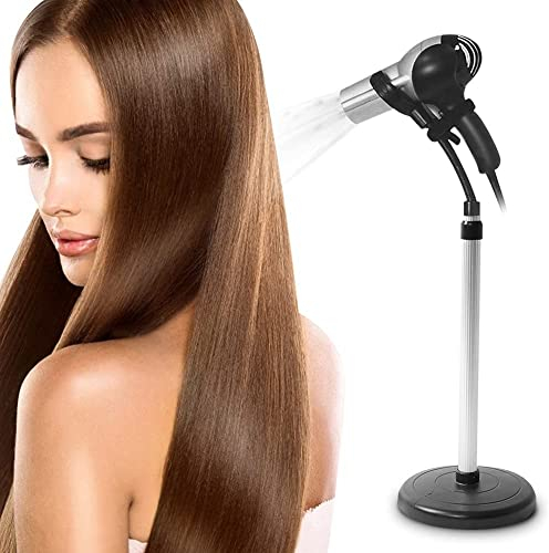 Hair Dryer Holder Adjustable Stainless Steel Hands-Free Suction Cup Stand Removable Floor Standing Bathroom Accessory for Home Use Women & Pets
