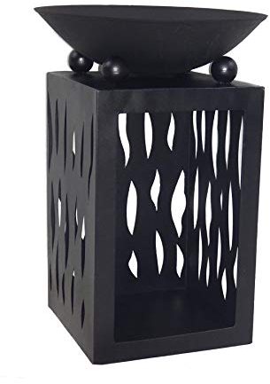 Feuerschale auf Säule Pflanzschale Terrassenfeuer Feuerstelle Holzfach