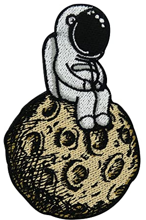 Finally Home Man on the Moon Astronaut Patch zum Aufbügeln | Weltraum Mond Patches, Alien Bügelflicken, Ufo Flicken, Nasa Aufnäher für Jeansjacken