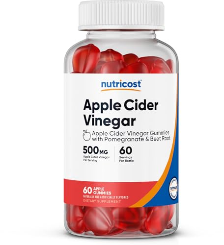 Nutricost Apple Cider Vinegar 500mg, 60 Gummies, Apple Flavored - Gluten Free, Non-GMO, No Corn Syrup