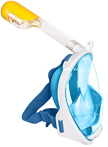 VanTen Schnorchelmaske Antibeschlag und auslaufsicherer 180° Panoramablick mit Kamerahalter Tauchmaske für Erwachsene und Kinder. (L & XL-Blau)