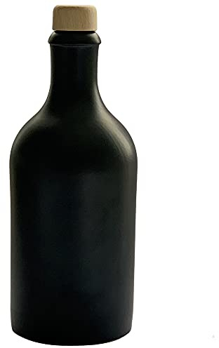 mikken Ölflasche 500 ml Ölspender Steingut Schwarz mit Ausgießer Flasche Made in Germany