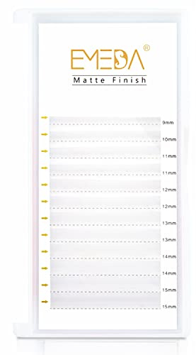 EMEDA Weiße Wimpernverlängerung, flache Wimpern, buntes Weißlicht, 0,07 mm, D-Curl, 9–15 mm, gemischt, matt, für den individuellen Salongebrauch