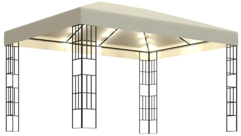 vidaXL Cenador con Tira de Luces LED 3x4 m Crema