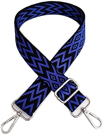 Boho Verstellbar Schulterriemen für Taschen 3.8cm Mehrfarbiger Breiter Taschengurt Schultergurt für Damen und Herren Verstellbar Riemen Taschenhenkel Umhängegurt für Taschen Handtaschen,Schwarz Blau